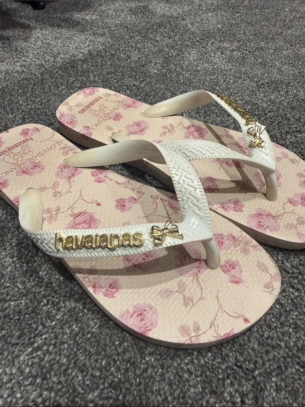 Havaianas x LoveShackFancy Top Ribbon Rosa Floral Sandals 7/8